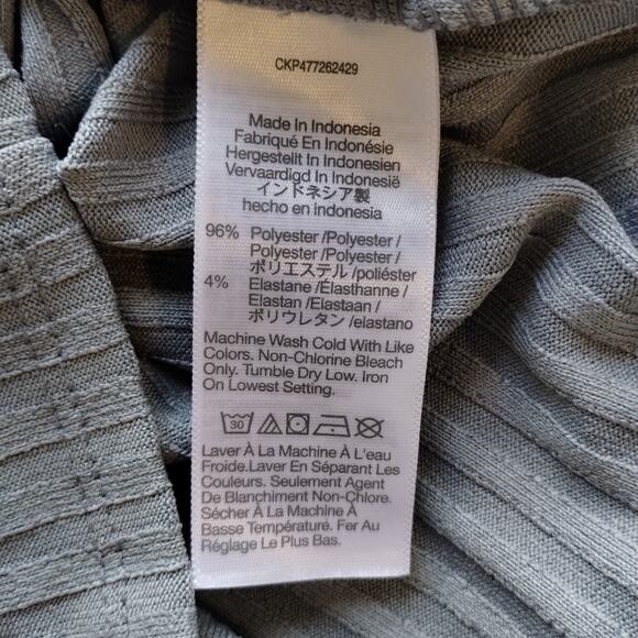 E Madewell Light Craft Blue Ribbed Square Neck Crop Long Sleeve Tee Shirt NWT XS - Picture 6 of 12